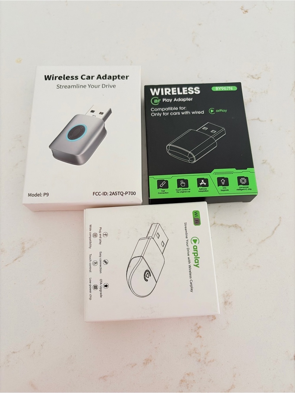 Wireless Car Adapter (Silver) - Compatible CarPlay / Bluetooth Receiver